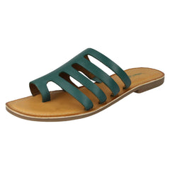 Ladies Leather Collection Flat Strappy Sandals F00125