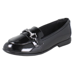 Girls Clarks Piped Edge Slip On Loafer School Shoes Finja Loafer