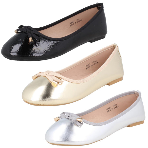 Girls Spot On Ballerina Flats H2687