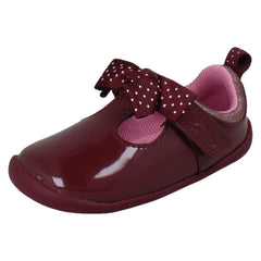 Girls Clarks Polka Dot T-Bar Pre Walking Shoes Roamer Trim