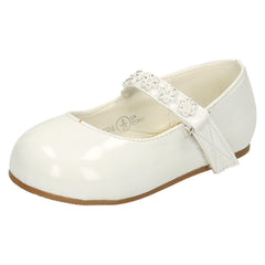 Girls Savannah Flat Ballerinas With Flower Diamante Trim