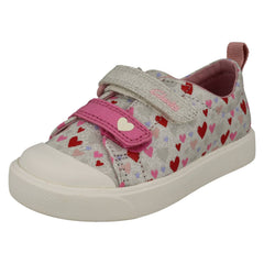 Childrens Clarks Pattern Detailed Light Weight Canvas Shoes City Bright