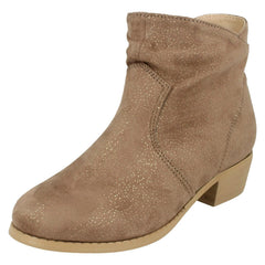 Girls Spot On Mid Heel Rouched Ankle Boots