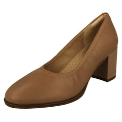 Ladies Clarks Slip On Block Heeled Court Shoes Freva55 Court
