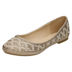 Ladies Spot On Diamante Bead Ballerinas F80385