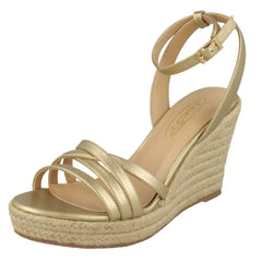 Ladies Spot On Rope Wedge Strappy Sandals F2275