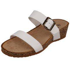 Ladies Down To Earth Mid Wedge Mule Sandals F12087