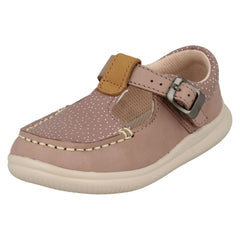Girls Clarks Casual T-Bar Shoes Cloud Rosa