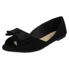 Ladies Spot On Peep Toe Ballerinas