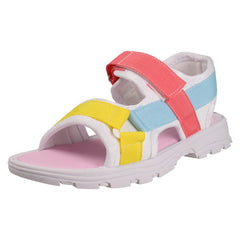 Girls Spot On Low Velcro Strap Rainbow Sandal H0365