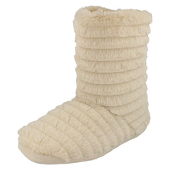 Ladies Spot On Soft Faux Fur Slipper Boots