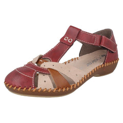 Ladies Rieker T-Bar Cut Out Detailed Antistress Shoes M1655