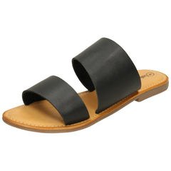 Ladies Leather Collection Double Strap Mules F00234
