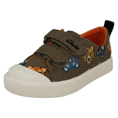 Childrens Clarks Pattern Detailed Light Weight Canvas Shoes City Bright