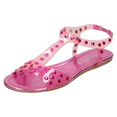 Ladies Spot On Flat Studded Jelly Sandal