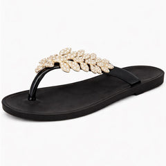 Ladies Spot On Diamante Toepost Sandals F00504