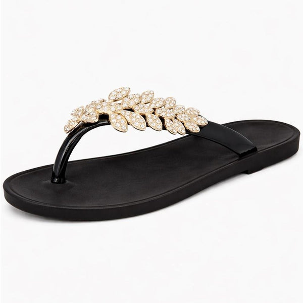 Ladies Spot On Diamante Toepost Sandals F00504