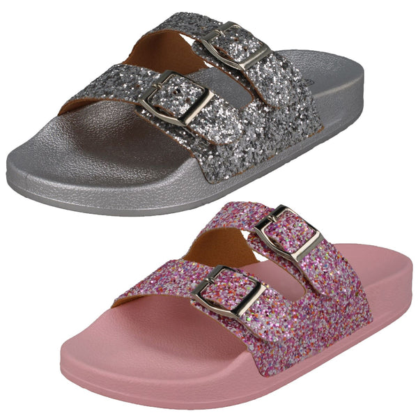 Girls Spot On Glittery Mules H0317