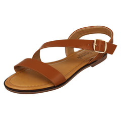 Ladies Savannah Flat Y Strap Mule Sandal with Buckle F00443