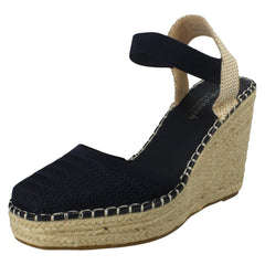 Ladies Savannah High Wedge Espadrille Slip On Summer Shoes Sandals F2305