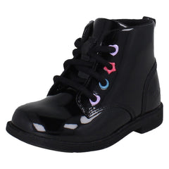 Girls Clarks Square Toe Patent Military Style Boots Oaklyn Charm