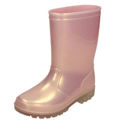 Girls Spot On Slip On Wellington Boots