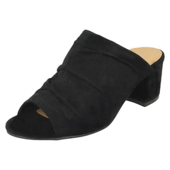 Ladies Anne Michelle Mid Heel Rouched Vamp Mules