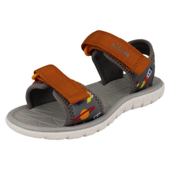 Kids Clarks Pattern Detailed Adjustable Sandals Surfing Tide K