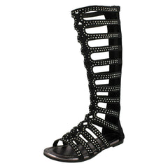 Girls Spot On Knee High Gladiator Sandals