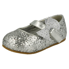 Girls Spot On Glitter Bow Detail Party Flats