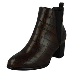 Ladies Spot On Mid Chunky Heel Ankle Boots F51090