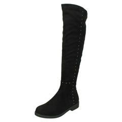 Ladies Spot On Mid Heel Knee High Boots