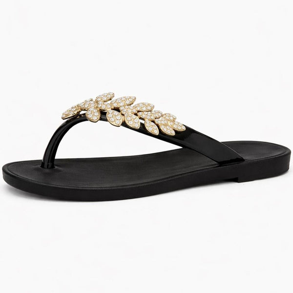 Ladies Spot On Diamante Toepost Sandals F00504