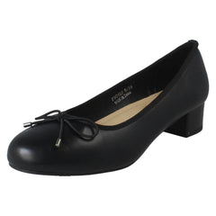 Ladies Spot On Short Heel Bow Detailed Court Shoes F90152