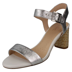 Ladies Clarks Block Heeled Peep Toe Sandals Amali Weave