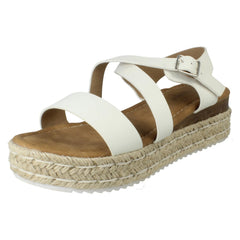 Ladies Savannah Cross Strap Platform Buckle Fastening Casual Sandals F12094