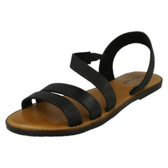 Ladies Leather Collection Flat Y Strap Slingback Mule