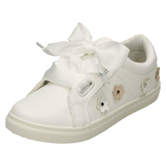 Girls Spot On Ribbon Lace Pumps