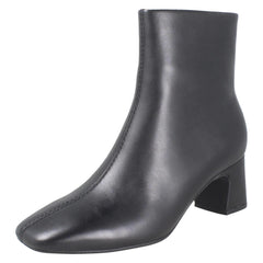 Ladies Clarks Square Toe Block Heeled Ankle Boots Fernie Zip