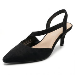 Ladies Spot On Slip On Pointed Summer Strappy Low Heeled Shoes F90145