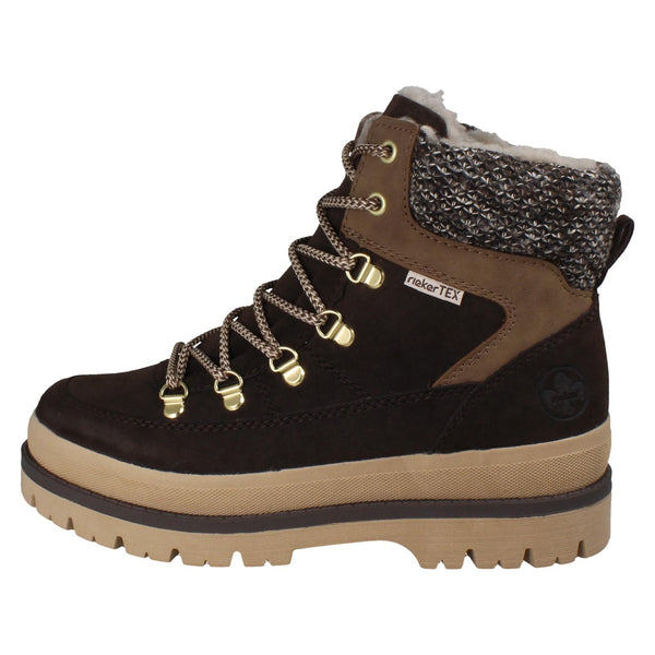 Ladies Rieker TEX Warm Lined Platform Ankle Boots Y6210
