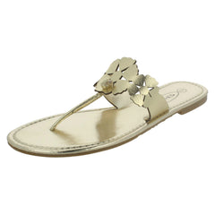 Ladies Spot On Flat Toe Post Sandal With Flower Design