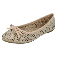 Ladies Spot On Punched Design Ballerinas F80376