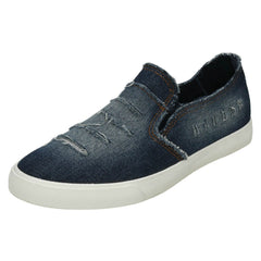 Ladies Spot On Distressed Denim Slip On Pumps