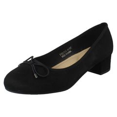 Ladies Spot On Short Heel Bow Detailed Court Shoes F90152