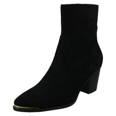 Ladies Spot On Mid Cuban Heel Cowboy Ankle Boots F51228