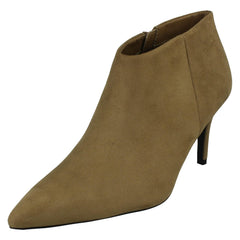 Ladies Spot On High Heel Low Cut Ankle Boot with Metal Heel Trim F51229