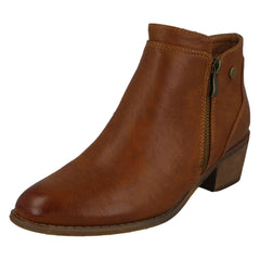 Ladies Spot On Mid Heel Ankle Boots F51137