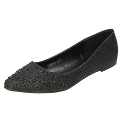 Ladies Anne Michelle Diamante Flat Ballet Shoe