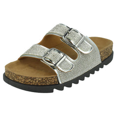Ladies Spot On Wide Fit Slider Sandals F12009